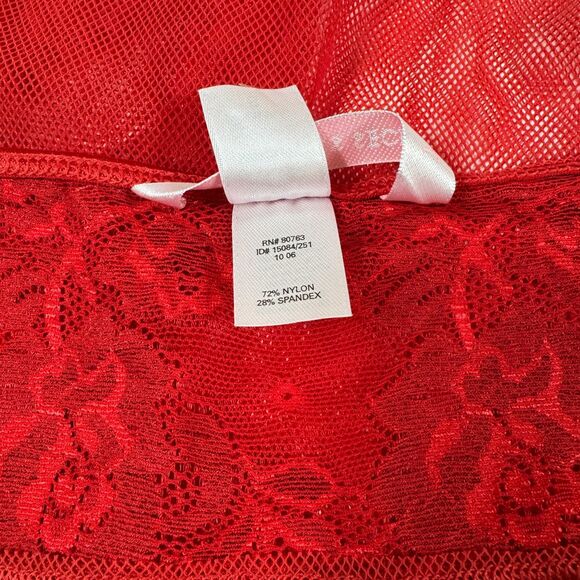 Victoria's Secret Red Lace Halter Mesh Babydoll Chemise Sz Small Sheer 2006 Y2K - Picture 6 of 9